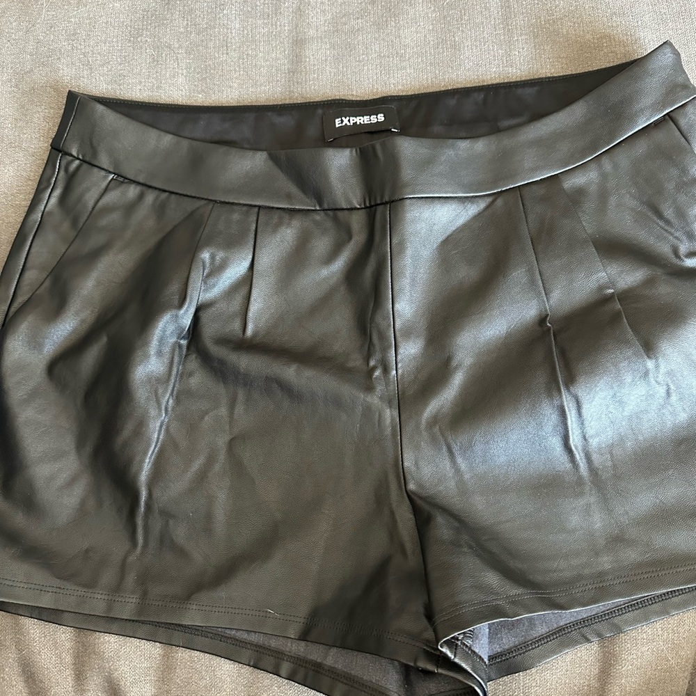 Express Black Faux Leather Women's Shorts - Picture 3 of 9
